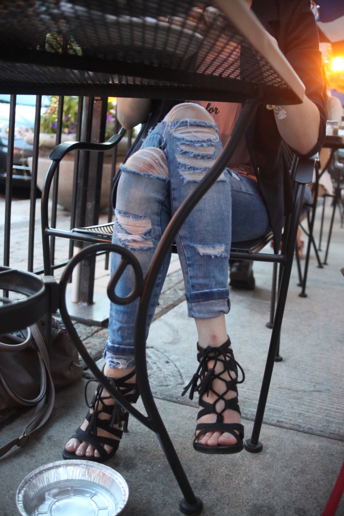 Zara TRF Denim, Sam and Libby Target Gladiator Heels | Stile.Foto.Cibo